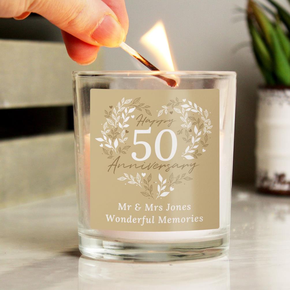 Personalised 50th Golden Wedding Anniversary Jar Candle Extra Image 2